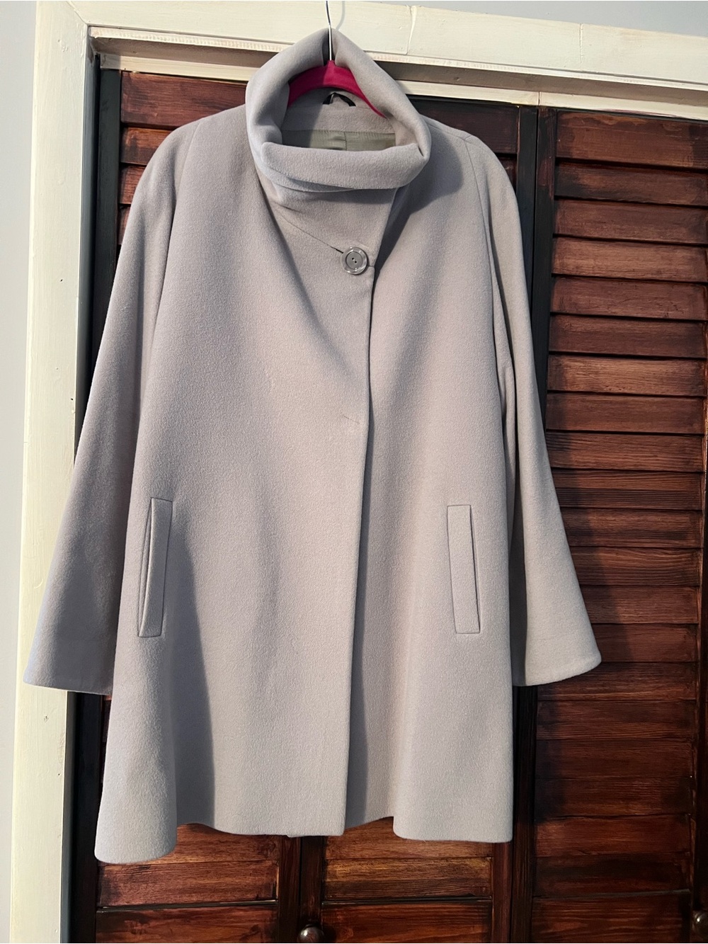 Cinzia Rocca soft lilac color button Collar Wool Pea Coat Size US 16